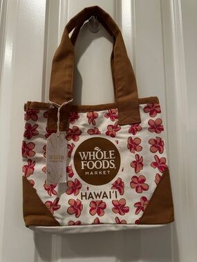 Whole Foods Market Hawaii Floral Tote Bag - Brown & Pink